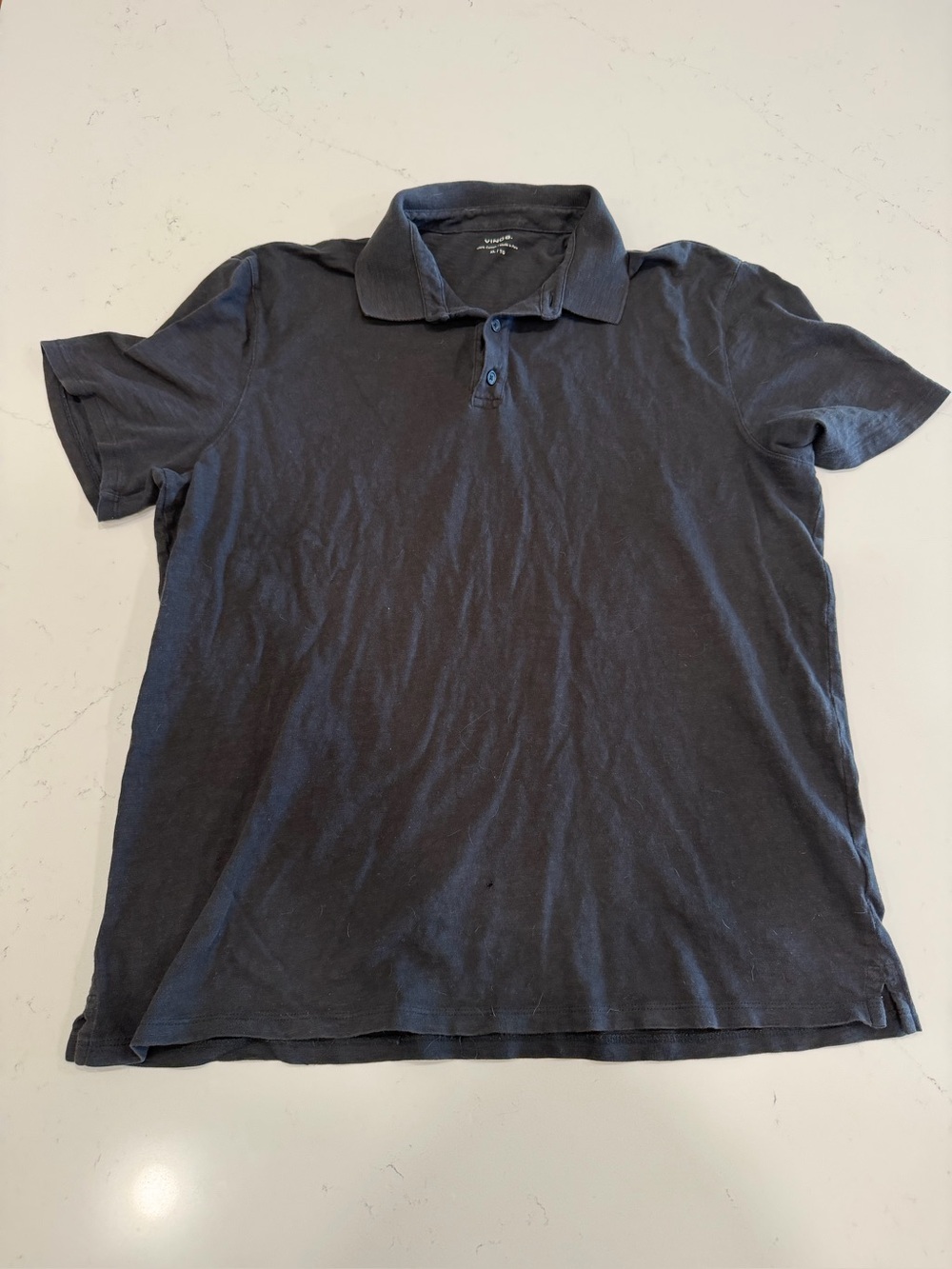 Vince Men's Black Cotton Slub Polo - XL